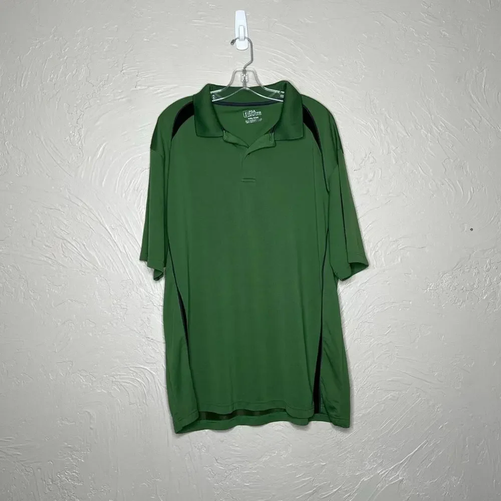 PGA Tour Men's Performance Golf Polo Shirt - Green/Black XXL